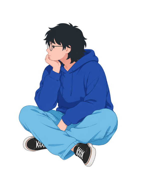 Illustration of Michael sitting in thought beside the impact chart